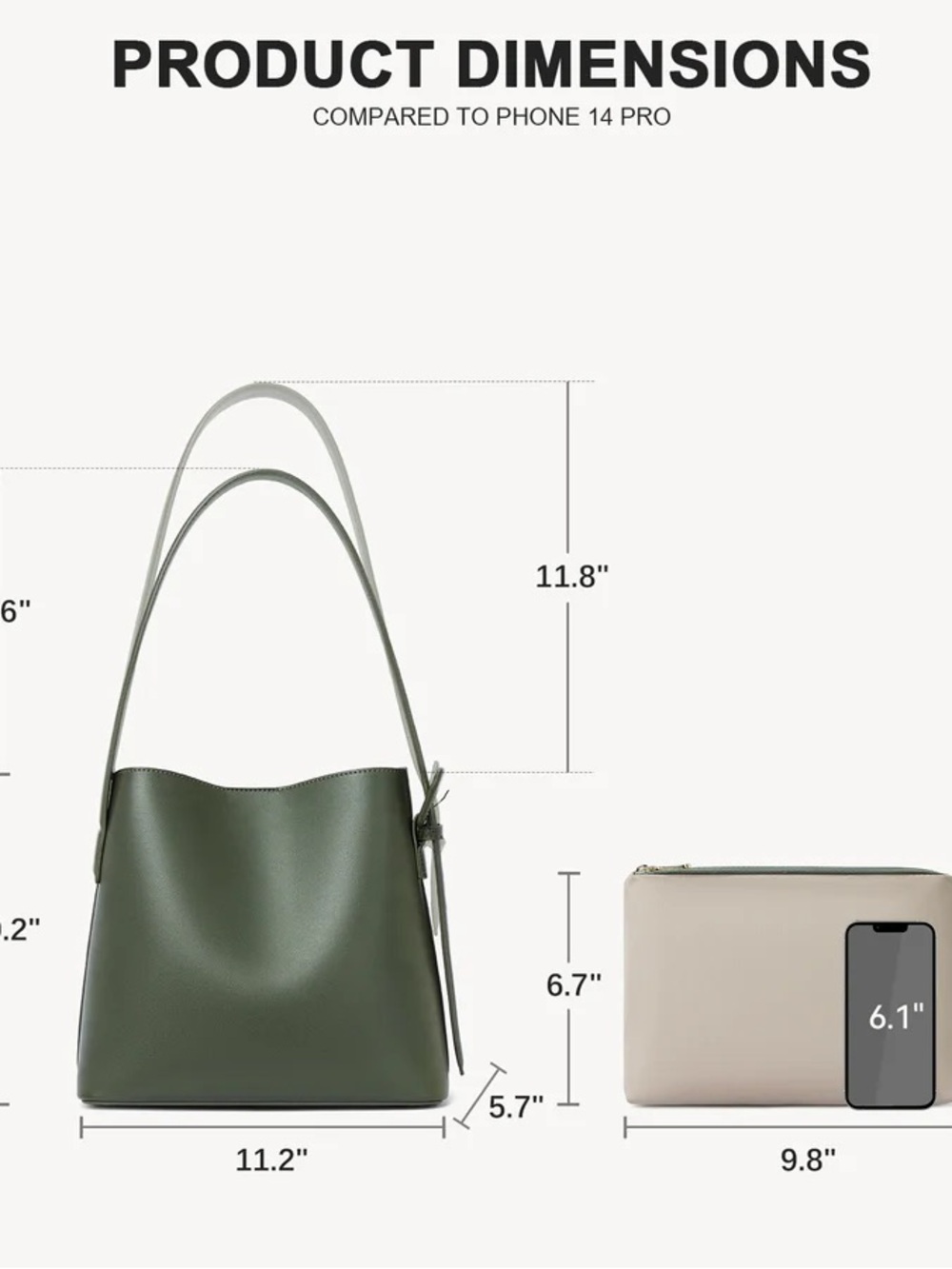 Leather 🥝 Bucket Bag in Green by Bostanten - Picture 3 of 16